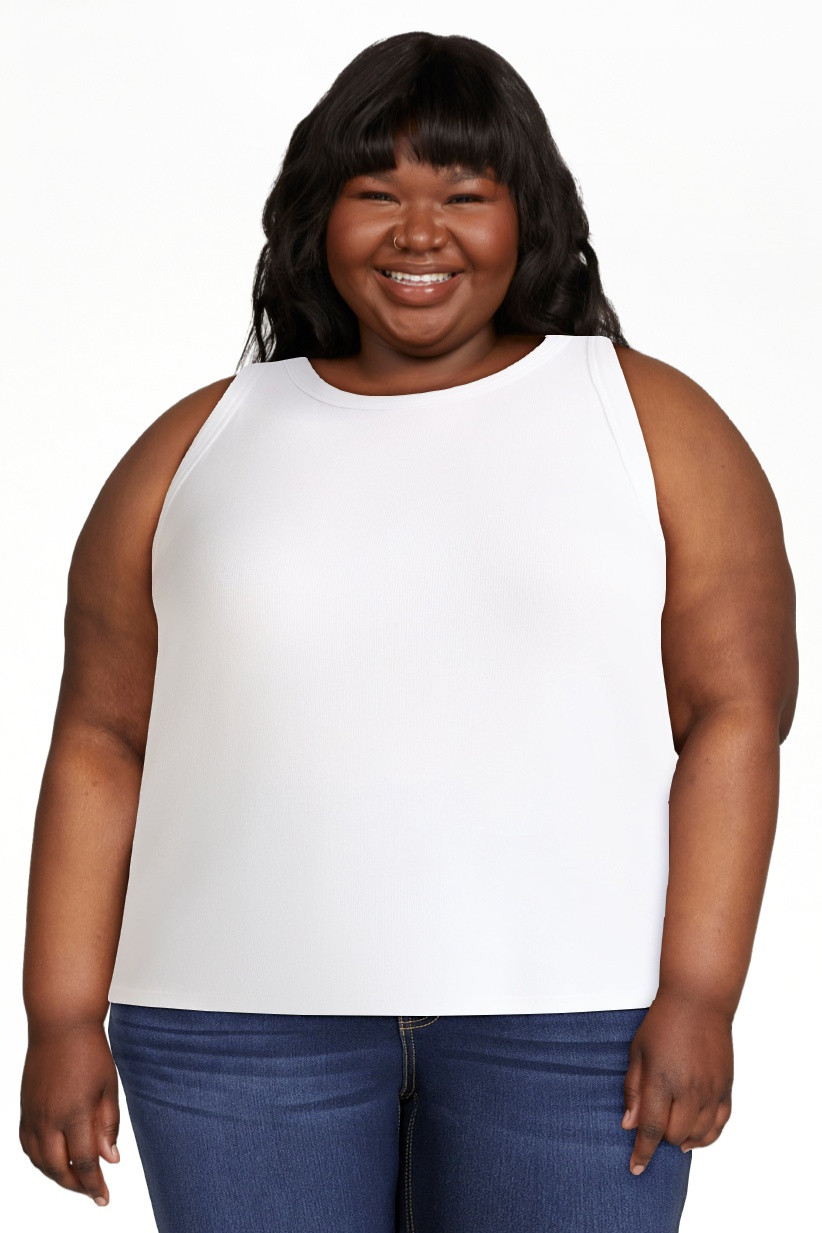 Terra & Sky Women's Plus High Neck Ribbed Tank Top, 2-Pack, Sizes 0X-5X | Walmart (US)