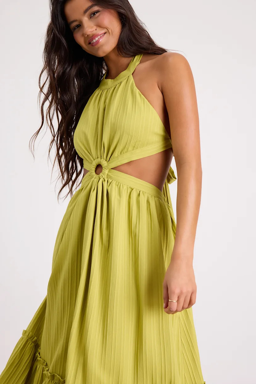 Island Vacay Chartreuse Tie-Back Maxi Dress | Miami outfits | Miami outfit  | Lulus