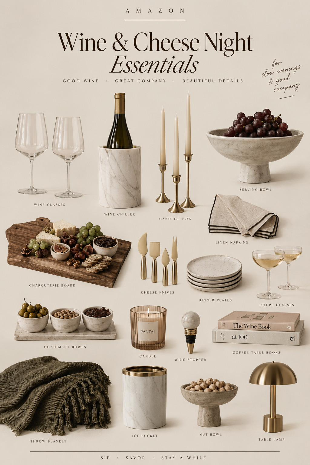 These items are perfect for a cozy wine and cheese night. #winenight