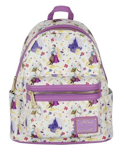 Loungefly Disney Tangled Rapunzel Flynn Ryder And Maximus All-Over Print Cute Mini Backpack | Amazon (US)