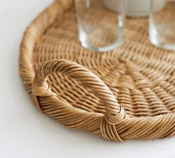 Handwoven Wicker Oval Serving Tray | Pottery Barn (US)