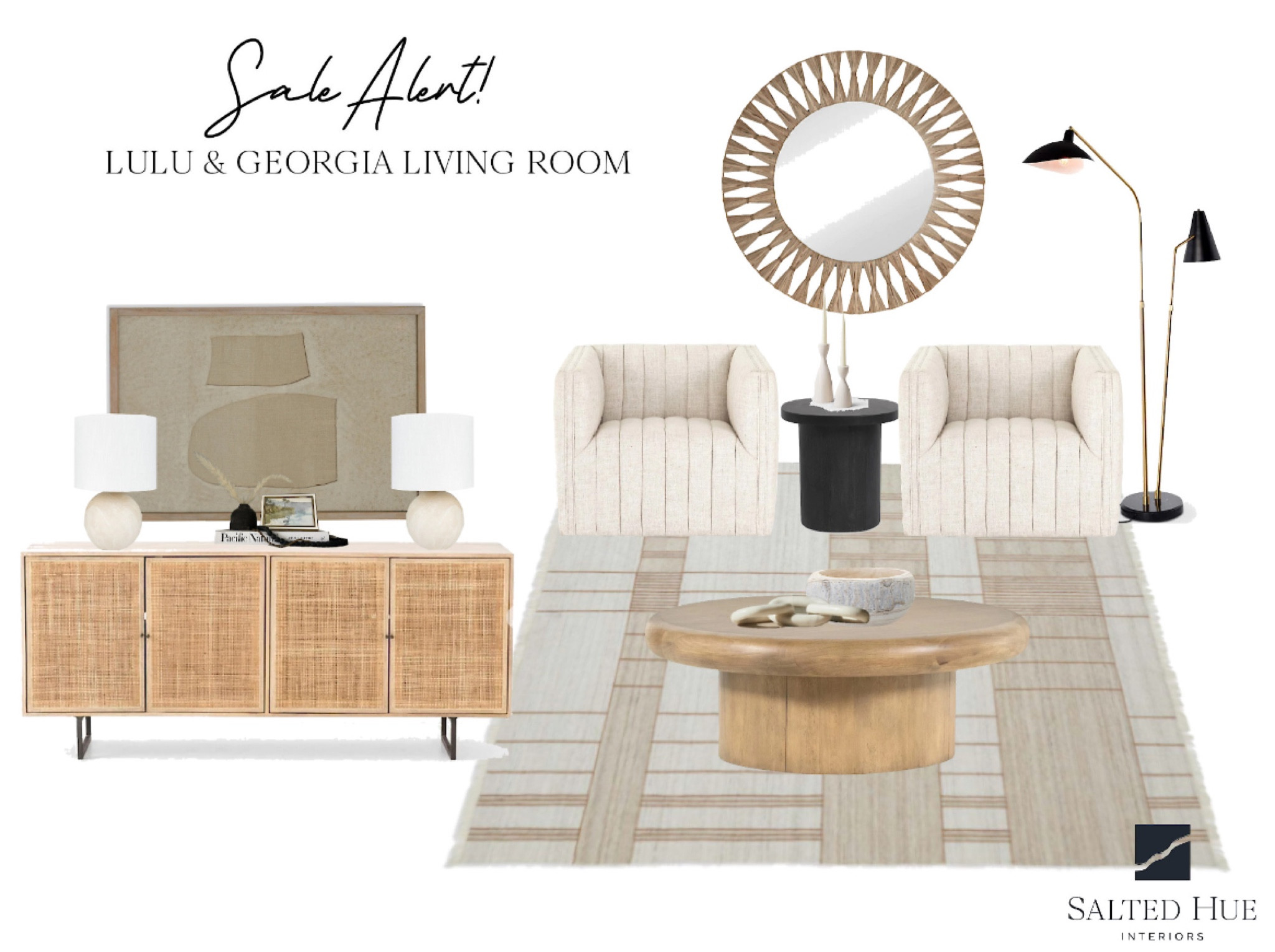 Lulu and Georgia sale, accent chair, console table cane, round coffee table, rug, woven, round mirror, wall art 

#LTKFind #LTKsalealert #LTKhome