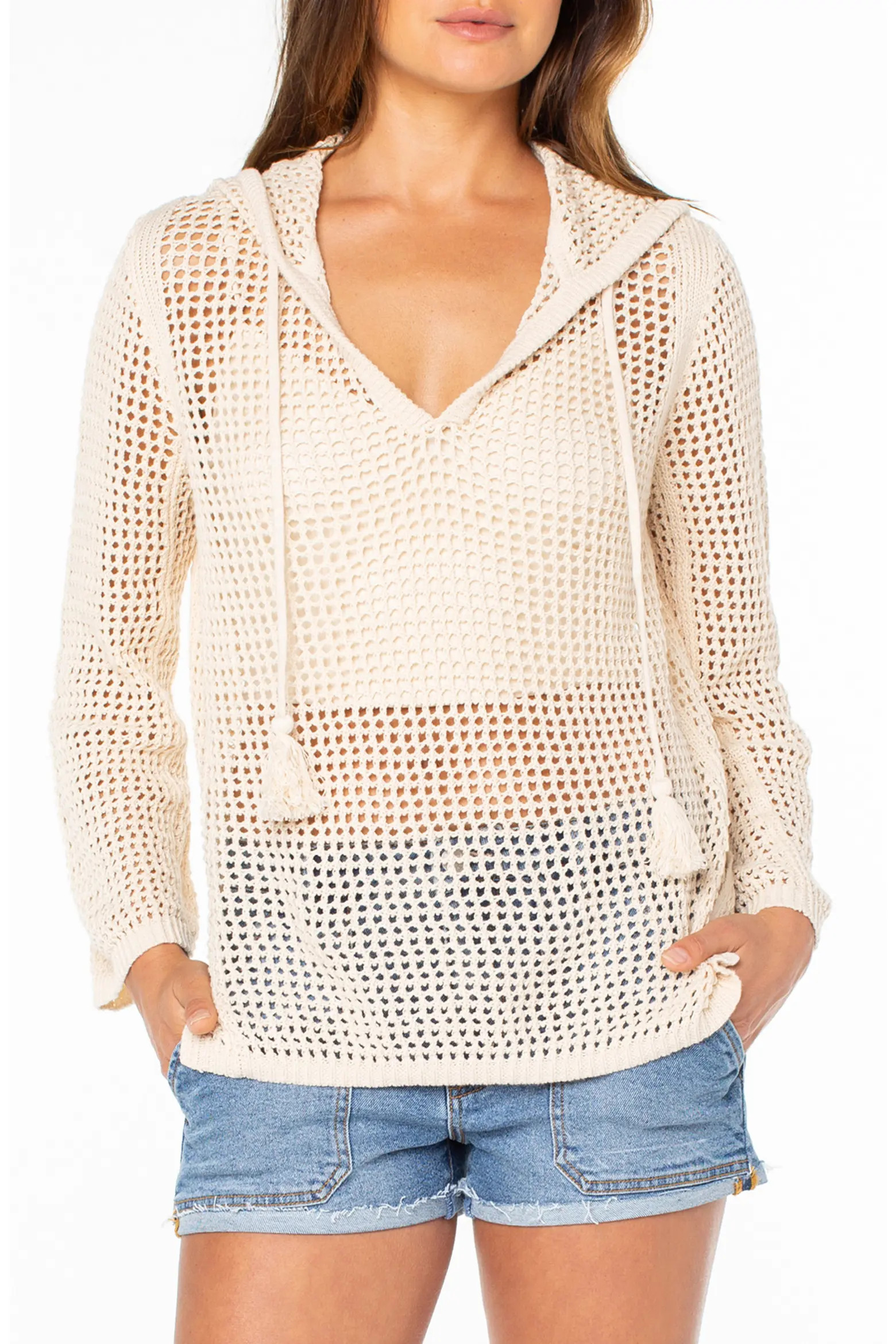 Summer Nights Open Stitch Hooded Tunic (Women) | Nordstrom | Nordstrom