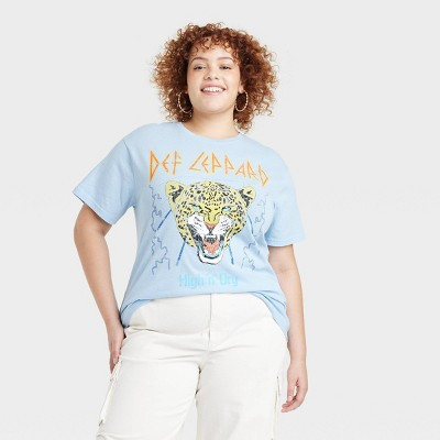 Women's Def Leppard Short Sleeve Graphic T-Shirt - Blue 3X: Casual Fit, Crew Neck, Lightweight Cotton, Below Hip Length | Target