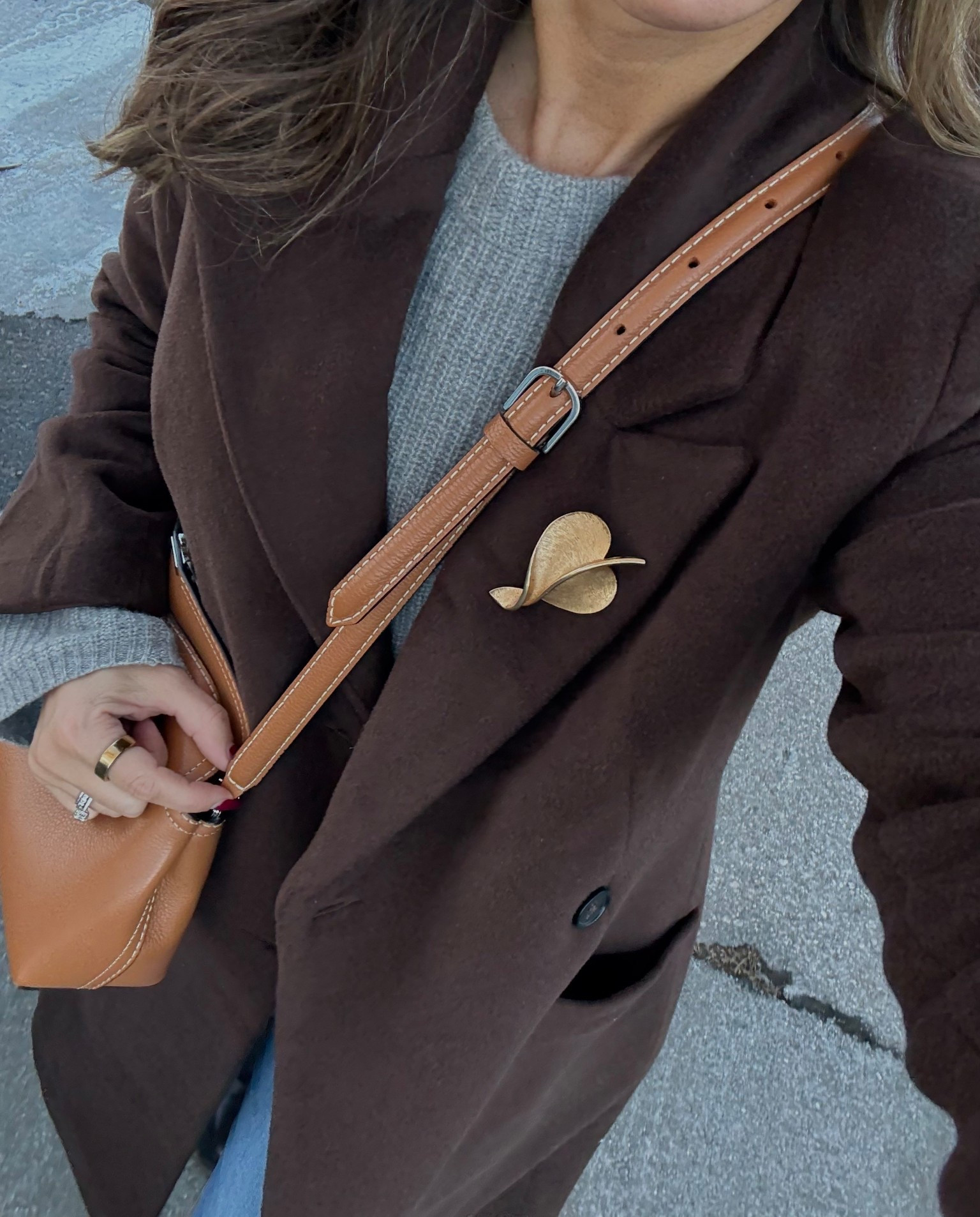 Wool/cashmere coat in small (if in-between sizes, size up). It’s long, which is the 2nd best thing besides the materials. 
Cashmere sweater in small. 
Brooch vintage  

#LTKSeasonal #LTKootd #LTKdayinmylife
