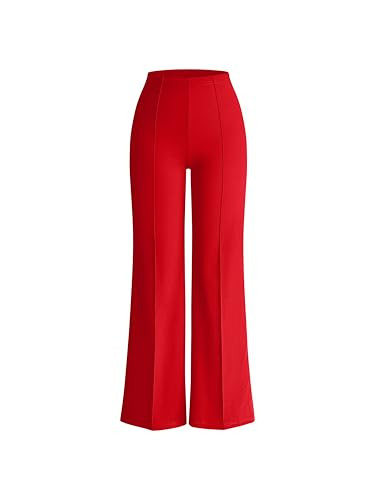 OQQ Women Wide Leg Pants High Waist Casual Pants Fall Clothes Outfits Red | Amazon (US)
