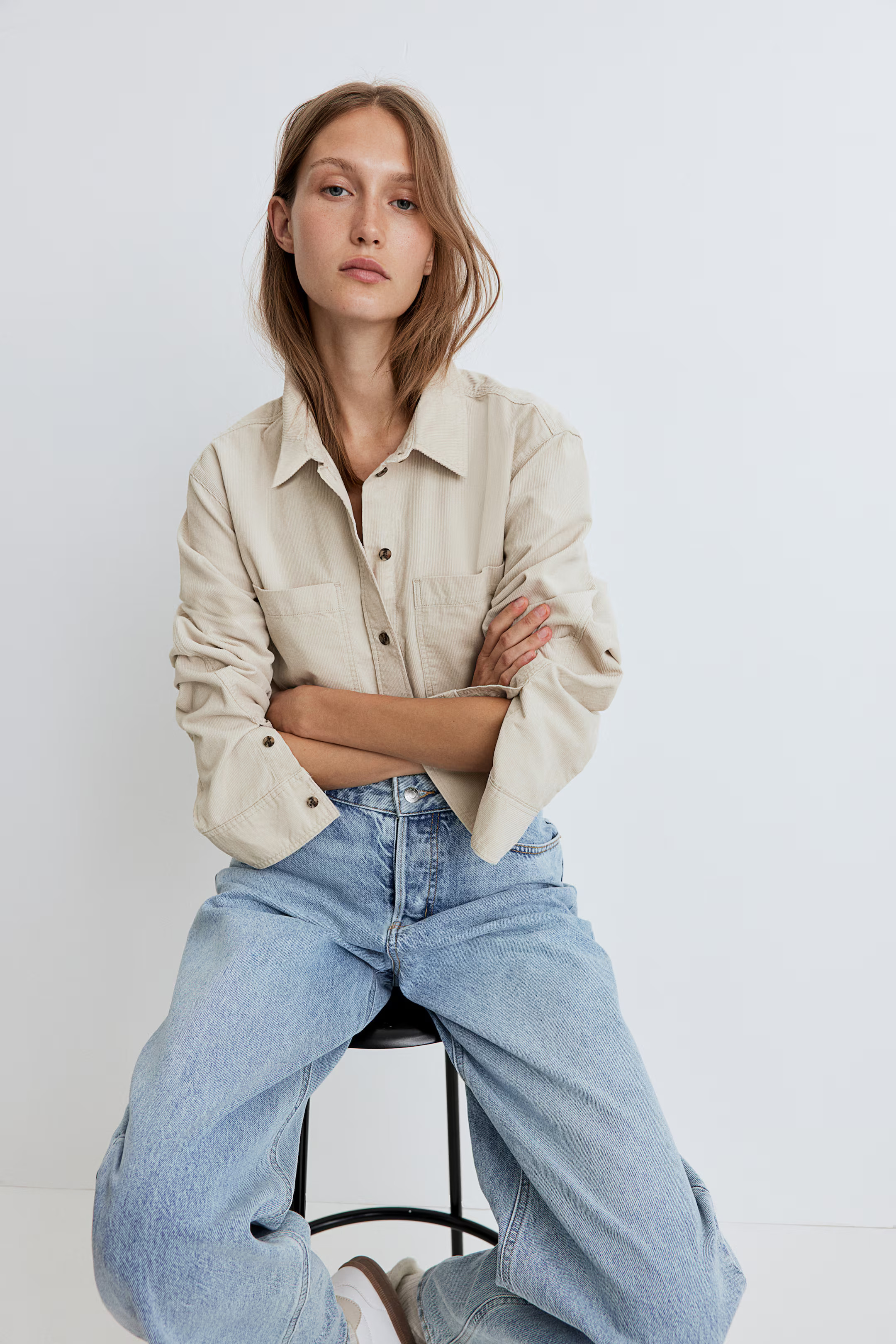 Corduroy Shirt - Light beige - Ladies | H&M US | H&M (US + CA)
