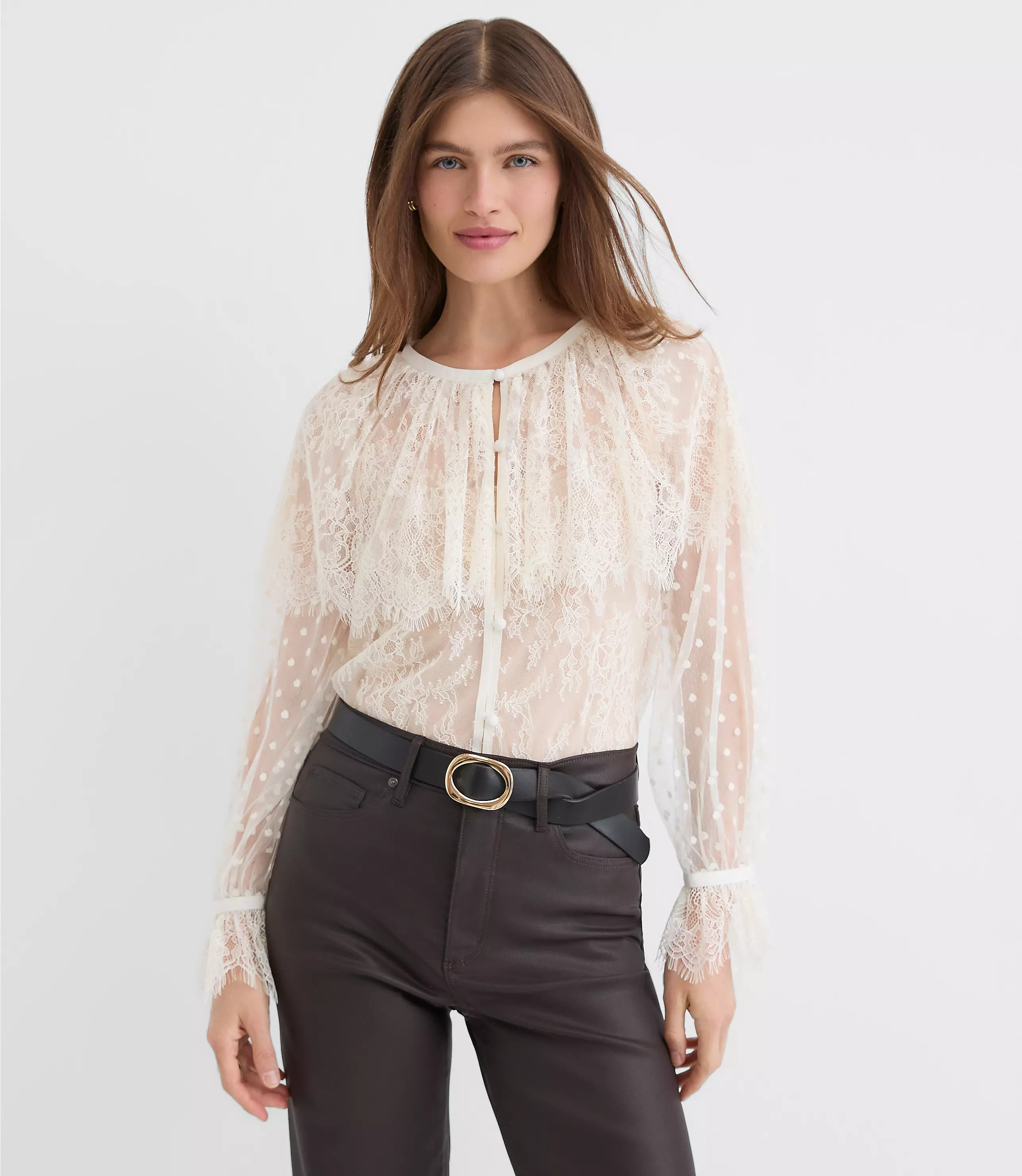 Petite Chantilly Lace Cape Blouse | LOFT