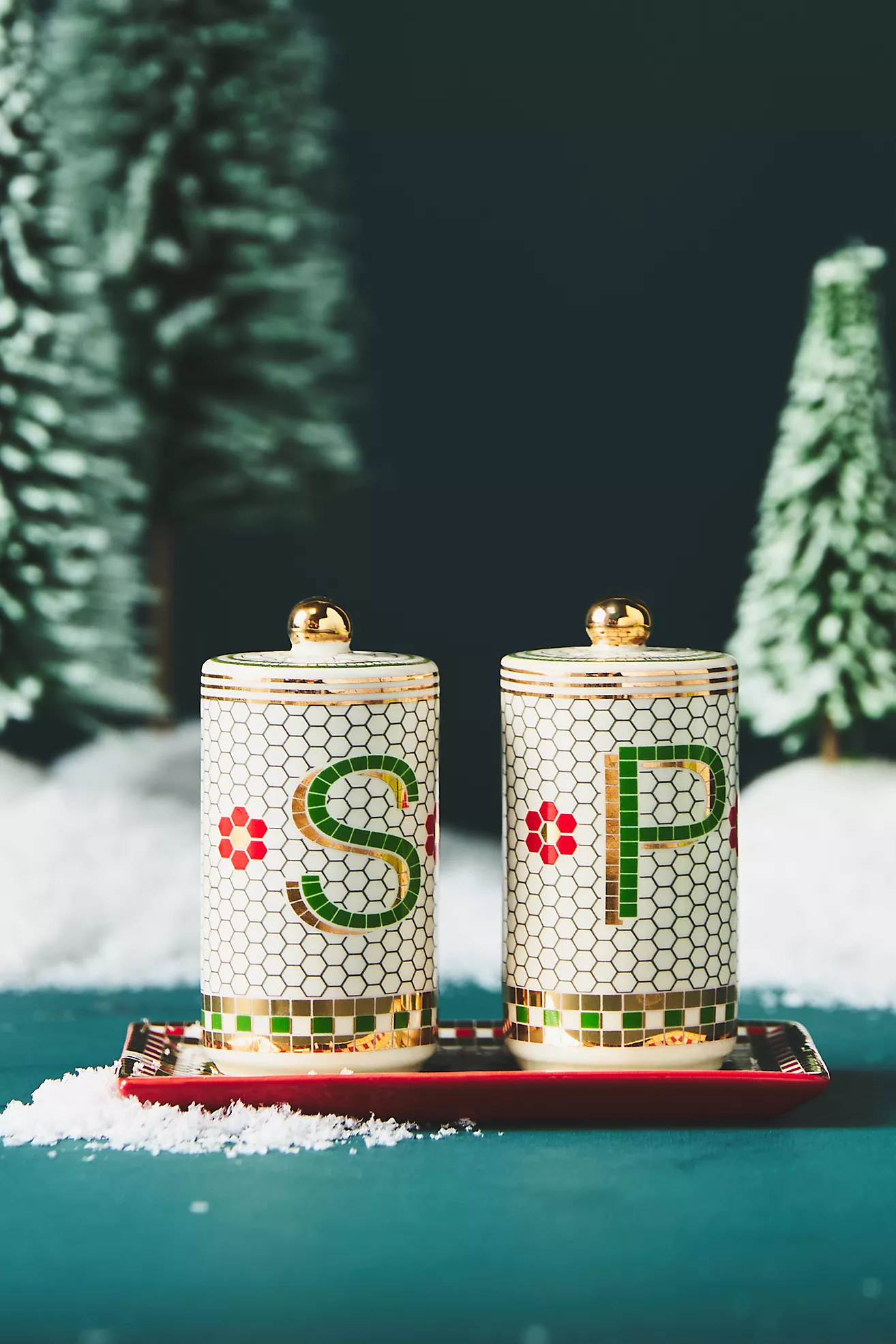 Festive Bistro Tile Salt & Pepper Shakers | Anthropologie (US)