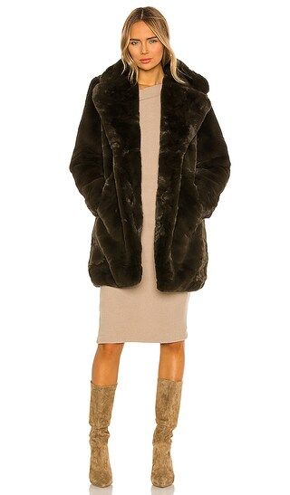 Apparis Sasha Faux Fur Coat in Dark Green. - size M (also in L, S, XS) | Revolve Clothing (Global)