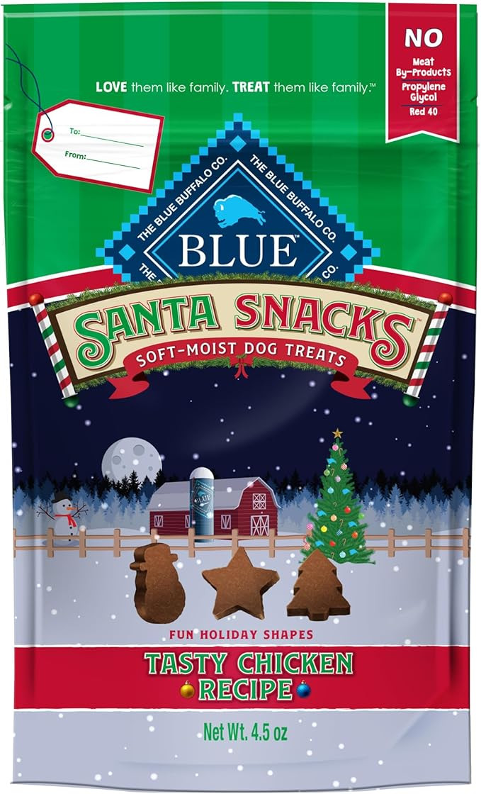 Blue Buffalo Santa Snacks Soft-Moist Dog Bits for Training, Chicken, 4.5-oz Bag | Amazon (US)