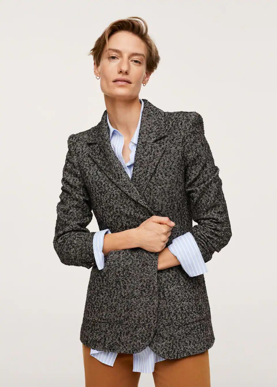 Elbow-patch cotton blazer | MANGO (US)