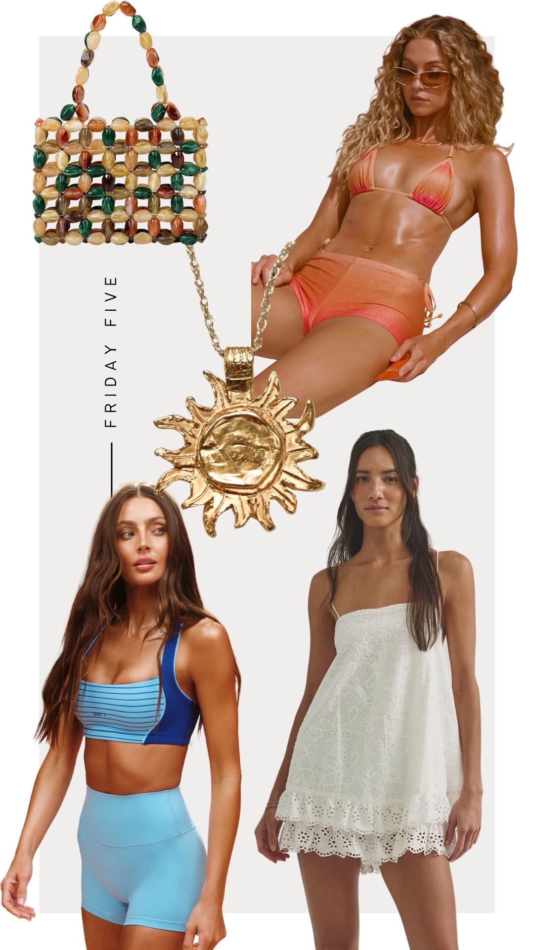 Friday Five: 
1. Set Active Restock 
2. Sun Vow Jewelry Sollas Necklace (linked in my ShopMy) 
3. Free People Romper
4.  Amazon Colorful Bag 
5. L*Space Bikini and Shorts Set

#LTKootd #LTKTravel #LTKSwim