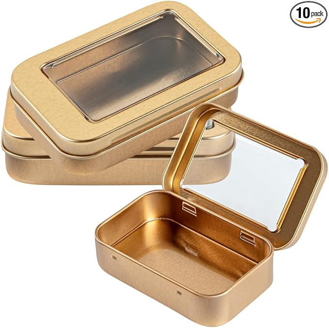 Restaurantware-RW Base 4.5 Ounce Rectangular Tin Containers, 10 Durable Tin Boxes With Lids - Cle... | Amazon (US)