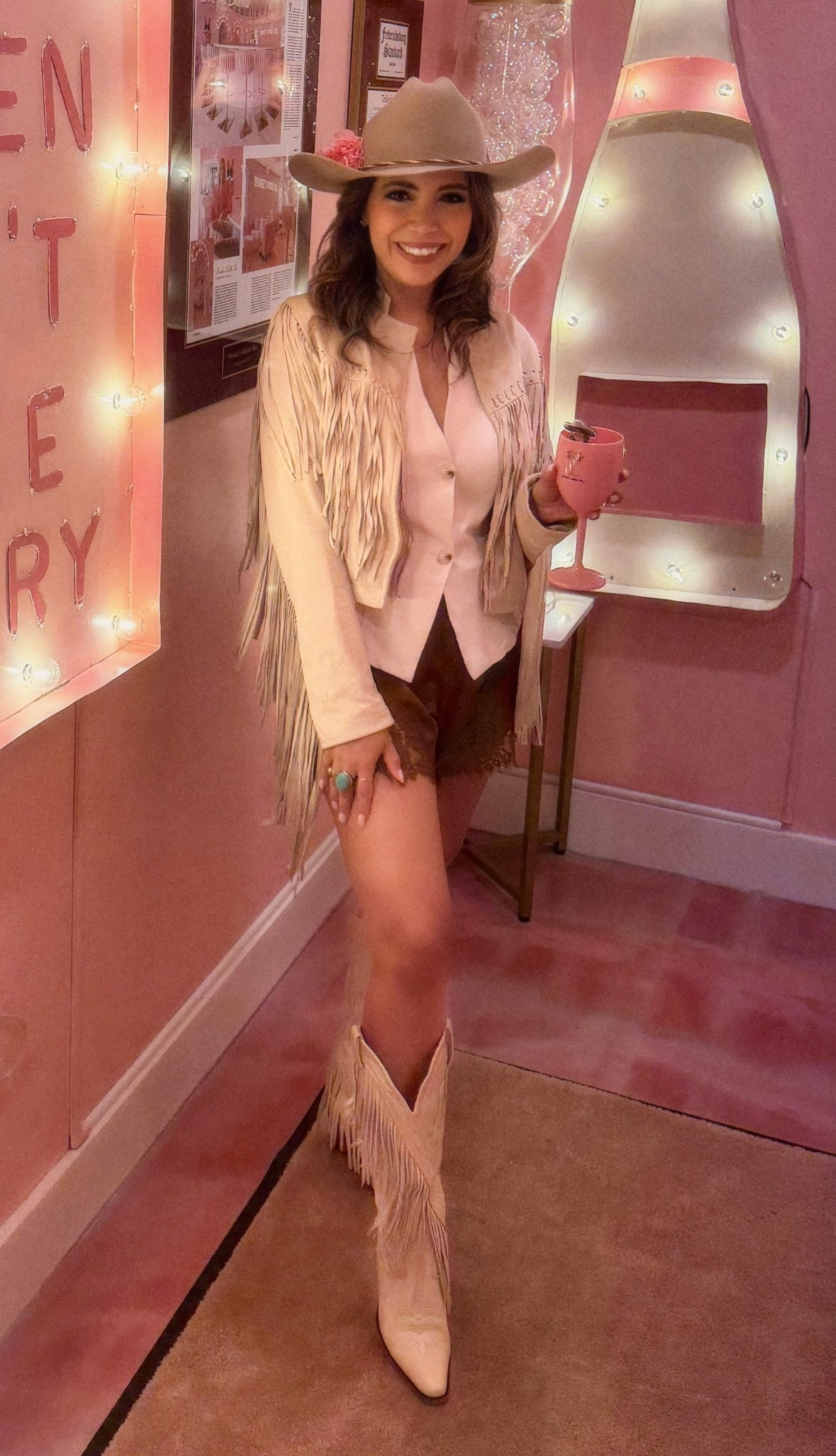 Cowgirl outfit
Fringe jacket 
Fringe cowboy boots 
Lace shorts
Rodeo outfit
Amazon finds 

#LTKPetite #LTKootd