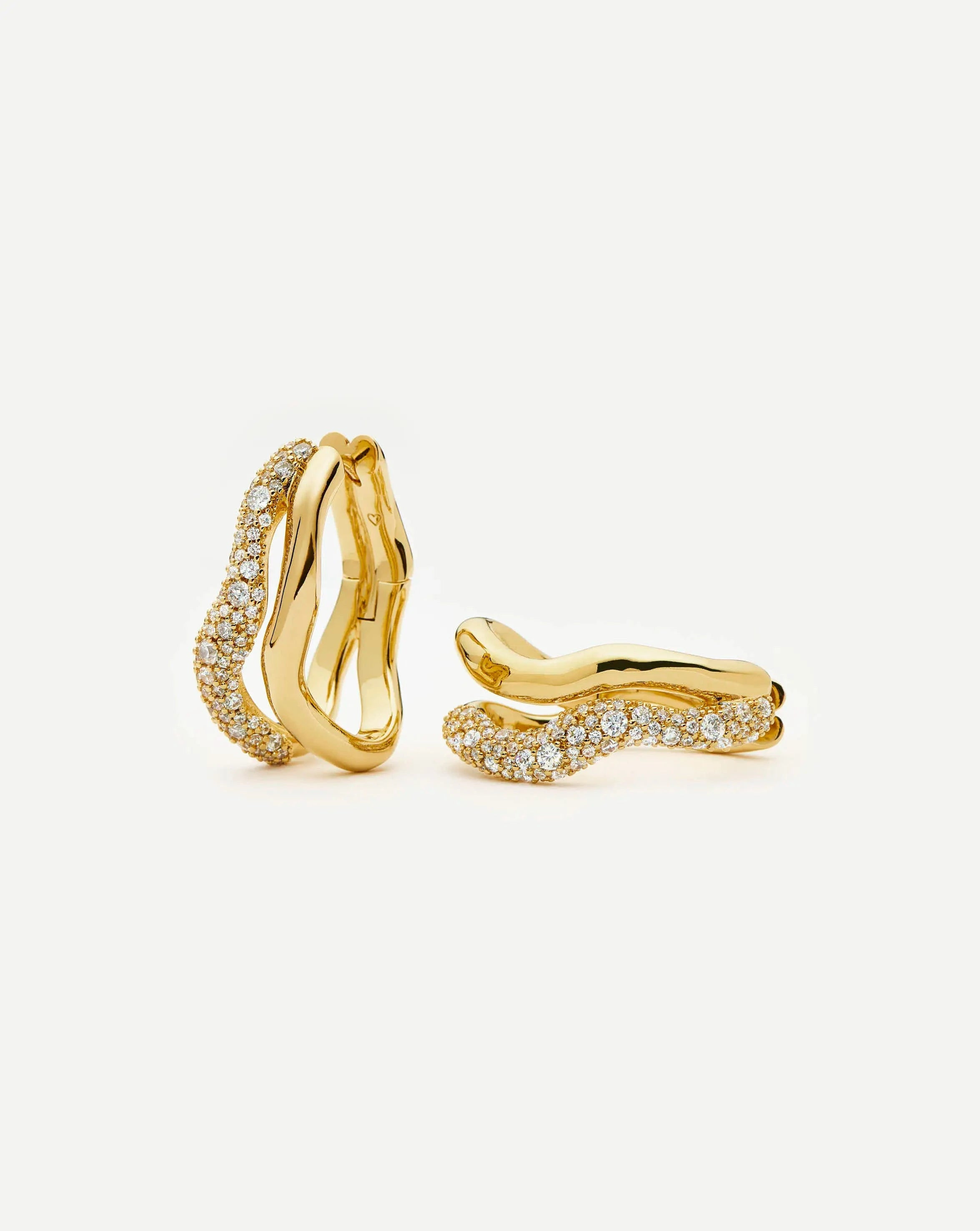 Molten Snow Double Medium Hoop Earrings - Gold | Missoma US | Missoma US