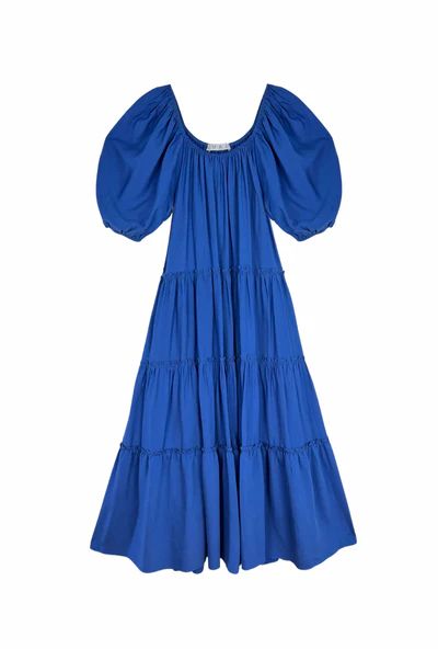 On & Off The Shoulder Puff Sleeve Dress- Royal | Shop BURU