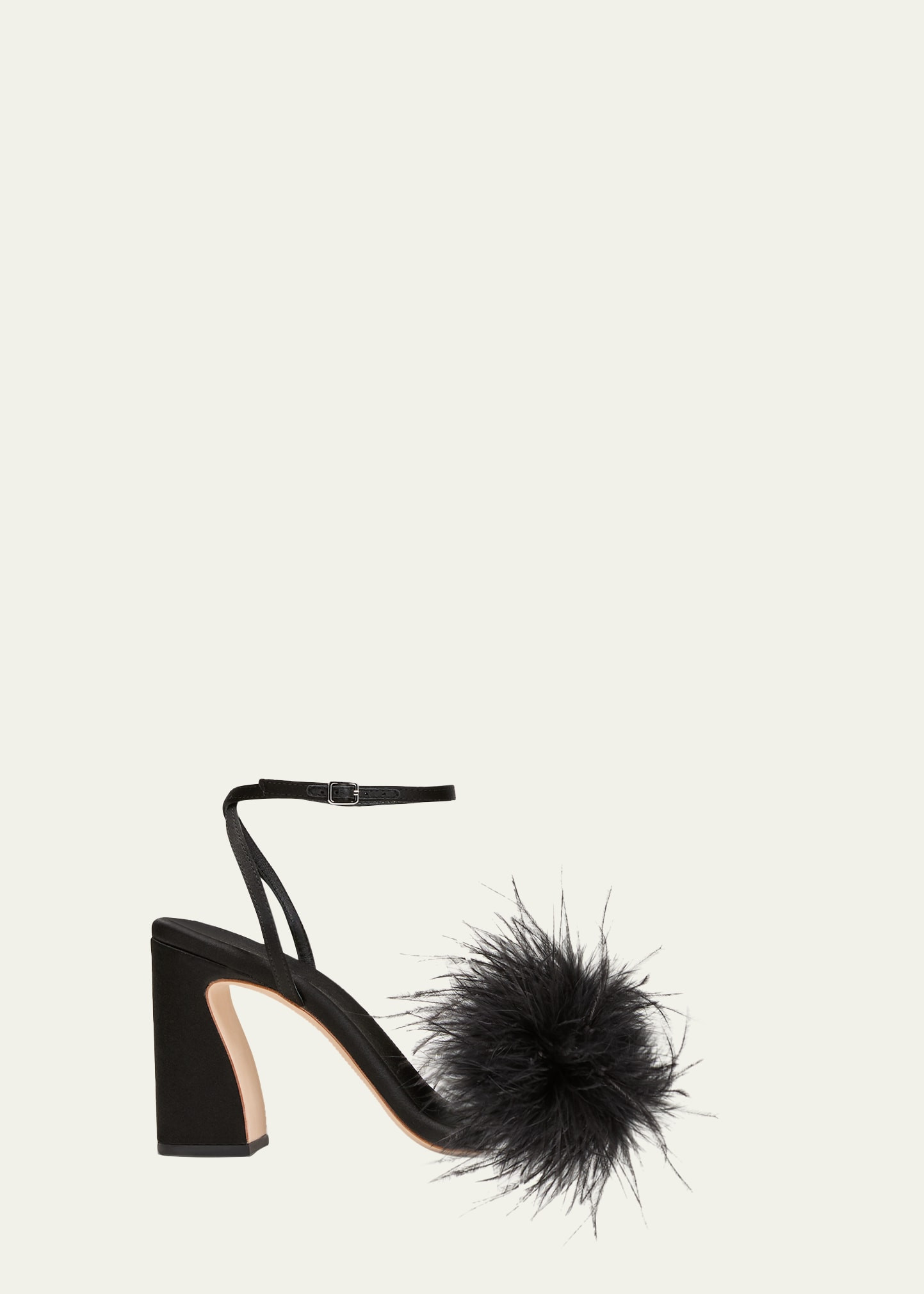 Loeffler Randall Minerva Satin Ostrich Feather Sandals | Bergdorf Goodman