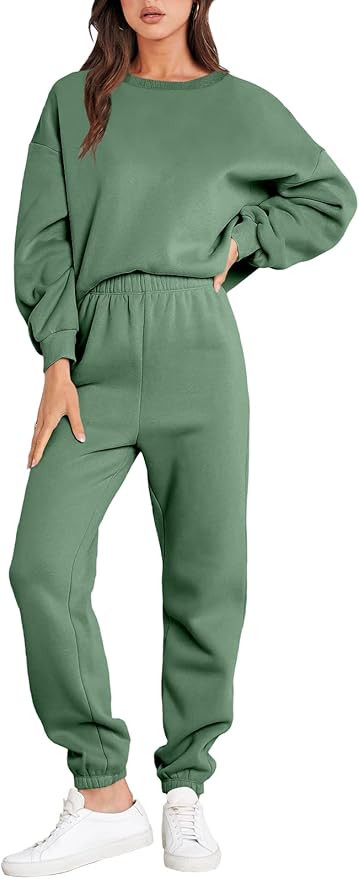 ANRABESS Women's Two Piece Outfits Long Sleeve Crewneck Sweatsuit with Jogger Pants Lounge Sets w... | Amazon (US)