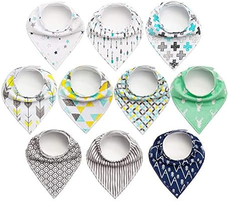 10-Pack Baby Bandana Bibs Upsimples Baby Boys Bibs for Drooling and Teething, Super Absorbent Bib... | Amazon (US)
