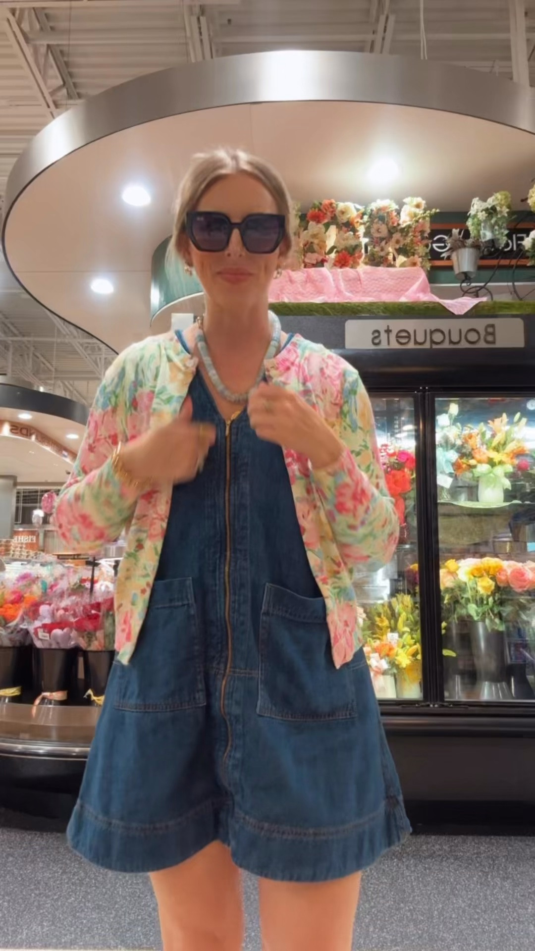 Outfit of the day, denim dress, floral cardigan, free assembly

#LTKgrwm #LTKootd