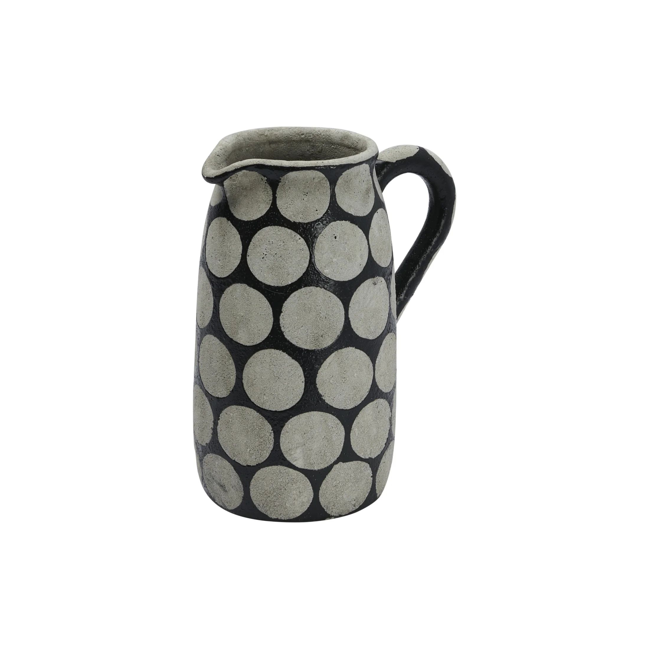 Creative Co-Op Terra-cotta Pitcher Vase with Wax Relief Dots, Black and Cement | Walmart (US)