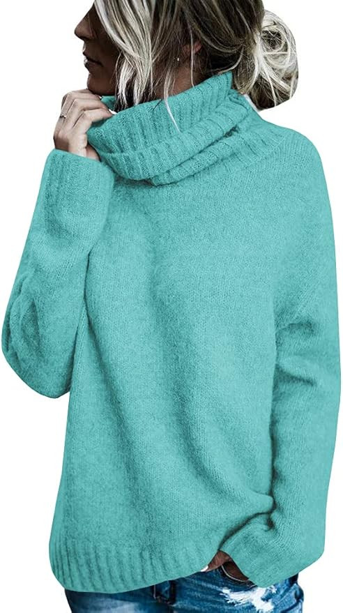 FISACE Womens Oversized Turtleneck Pullover Sweaters Cable Knit Long Sleeve Sweater Tops | Amazon (US)