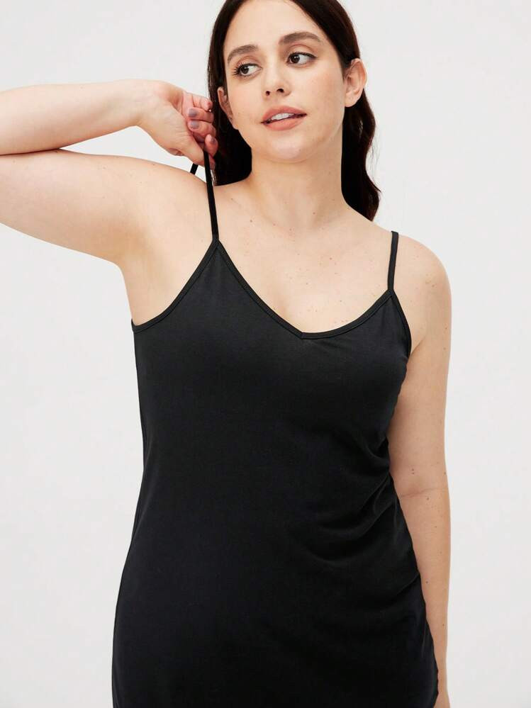 LUVLETTE Summer Black Sexy And Cross Thin Strap Soft Slip Black Dress Night Dress Cotton Women Pajamas Lingerie As Outerwear Babydoll Slip Dress& Pyjamadressing Summer Dresses For Women | SHEIN