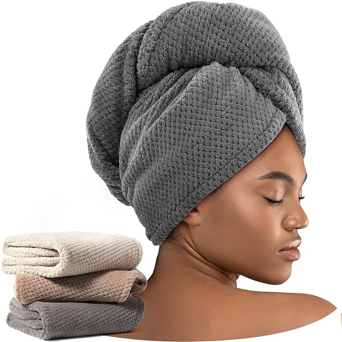 Umisleep 3 Pack Microfiber Hair Towel Wrap for Curly Hair, Super Absorbent Hair Drying Towel for ... | Amazon (US)