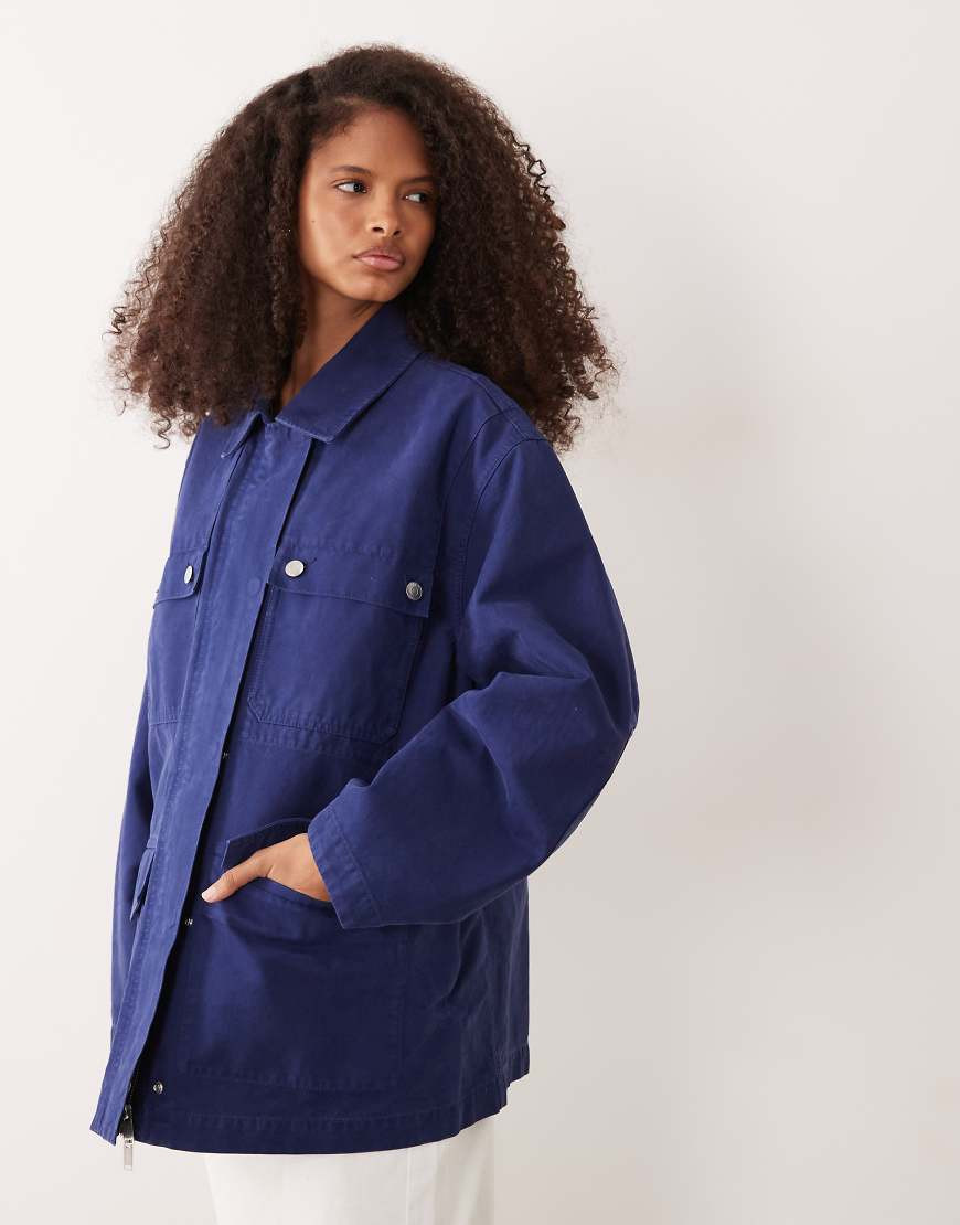 ARKET utility barn jacket in dark blue-Navy | ASOS (Global)