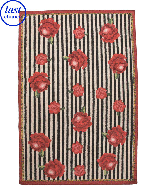 Wool 6x9 Handmade Alhambra Roses And Stripes Flat Weave Area Rug | Home | Marshalls | Marshalls