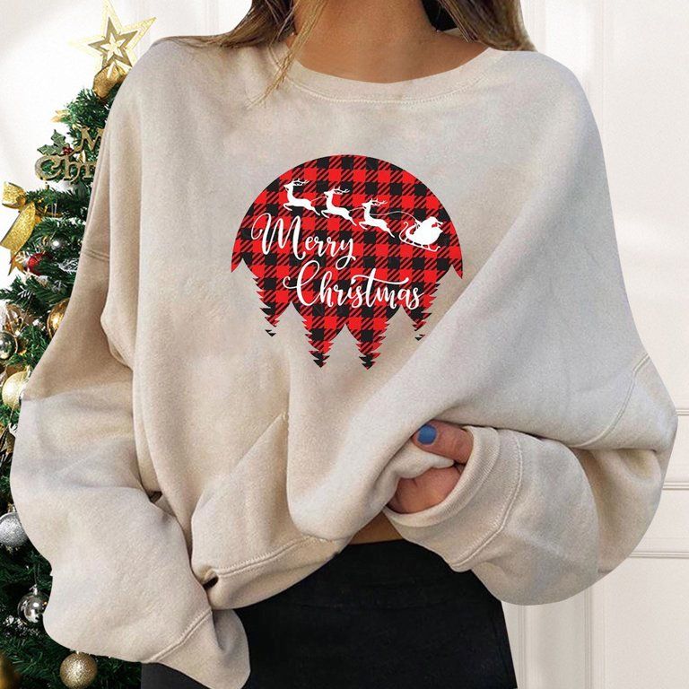 Fall Clothes Women's Christmas Holiday Pullovers Fun Graphic Print Round Neck Long Sleeve Sweatsh... | Walmart (US)