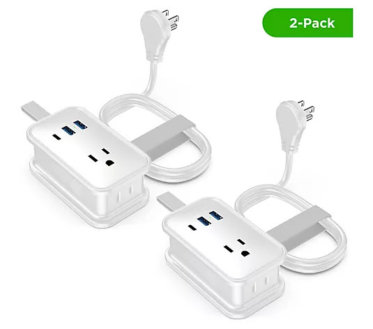 Make Your Selection: Uncaged Ergonomics Set of 2 Travel Power Strip w/ USB Ports | QVC