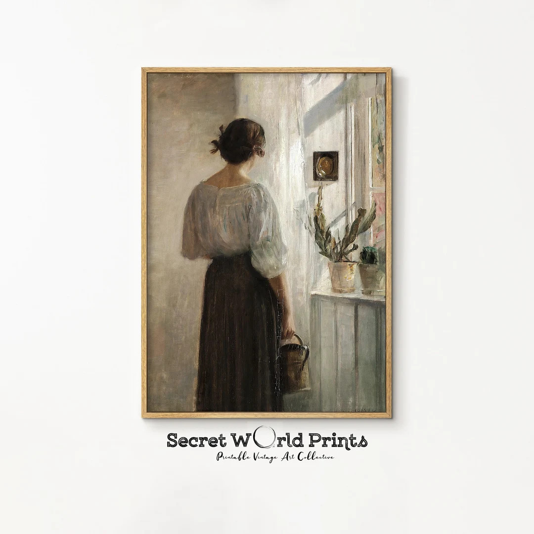 Woman Beside Window Portrait Painting | Vintage Wall Art Print | Moody Oil Painting | Antique Por... | Etsy (US)