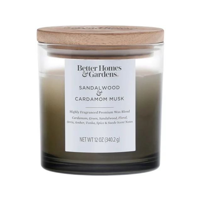 Better Homes & Gardens 12oz Sandalwood & Cardamom Musk Scented 2-Wick Ombre Jar Candle | Walmart (US)