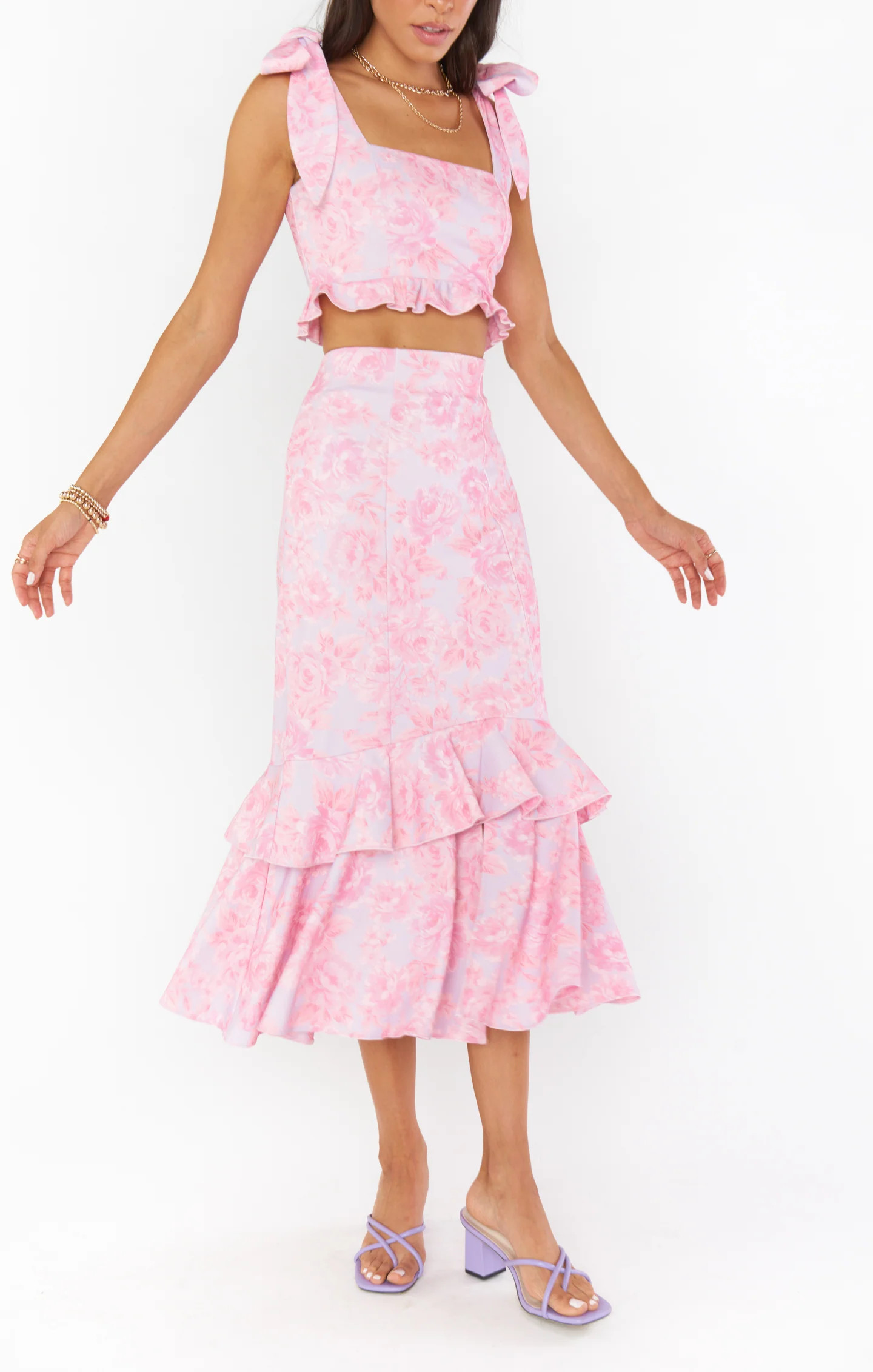 Dutchess Ruffle Skirt ~ Blushing Floral Stretch | Show Me Your Mumu