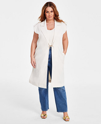 Nina Parker Plus Size Clasp-Front Duster Vest - Macy's | Macy's