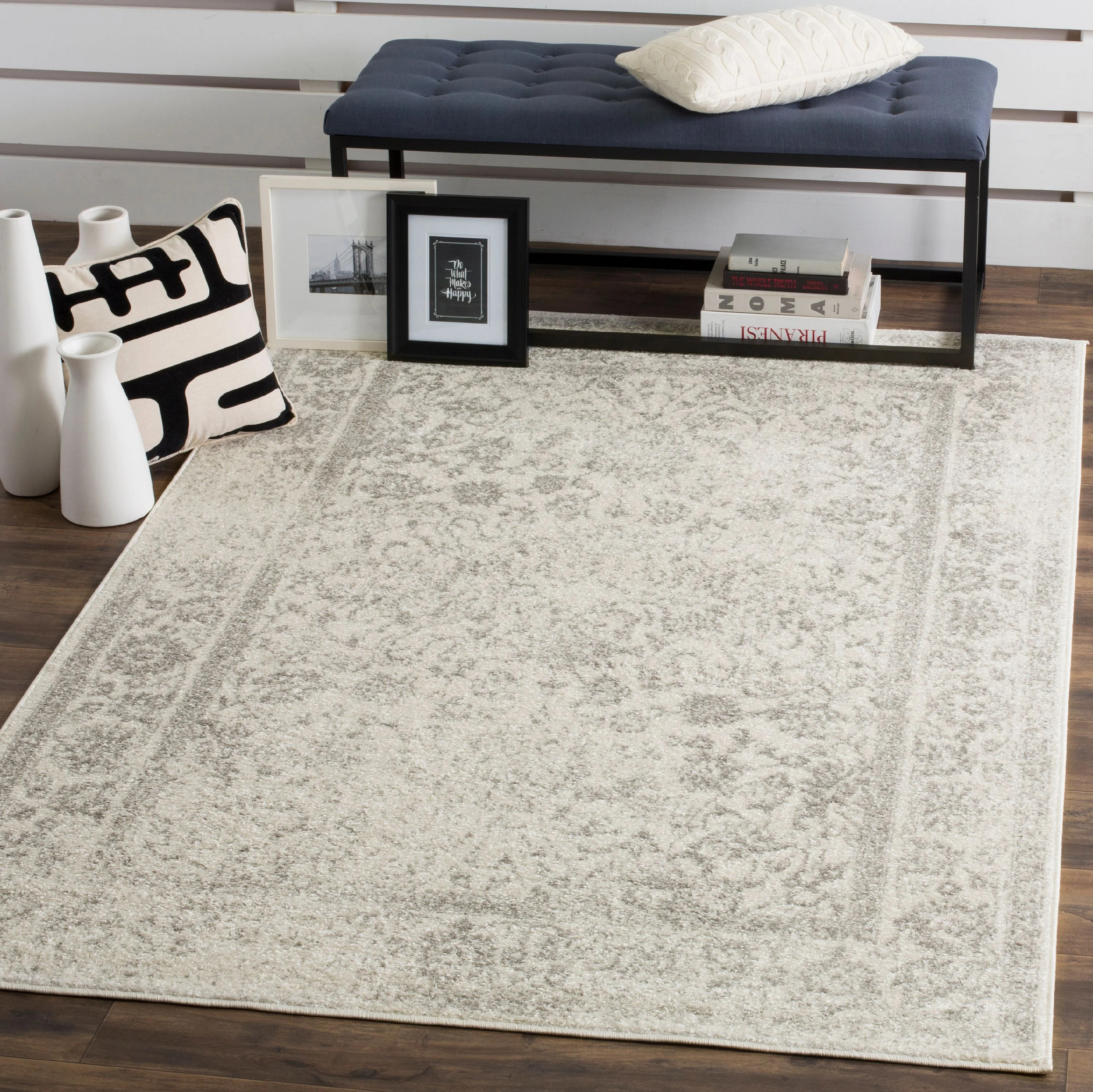 SAFAVIEH Adirondack Wyatt Traditional Area Rug, Ivory/Silver, 9' x 12' - Walmart.com | Walmart (US)