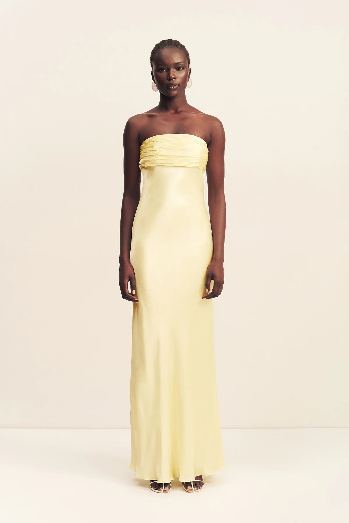 La Lune Strapless Ruched Bodice Maxi Dress | Lemon | Dresses | Shona Joy | Shona Joy