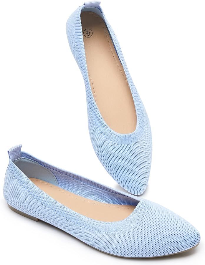 BABUDOG Women's Mesh Flats Shoes Pointed-Toe Dress Shoes for Women Black Flats Shoes Comfortable ... | Amazon (US)