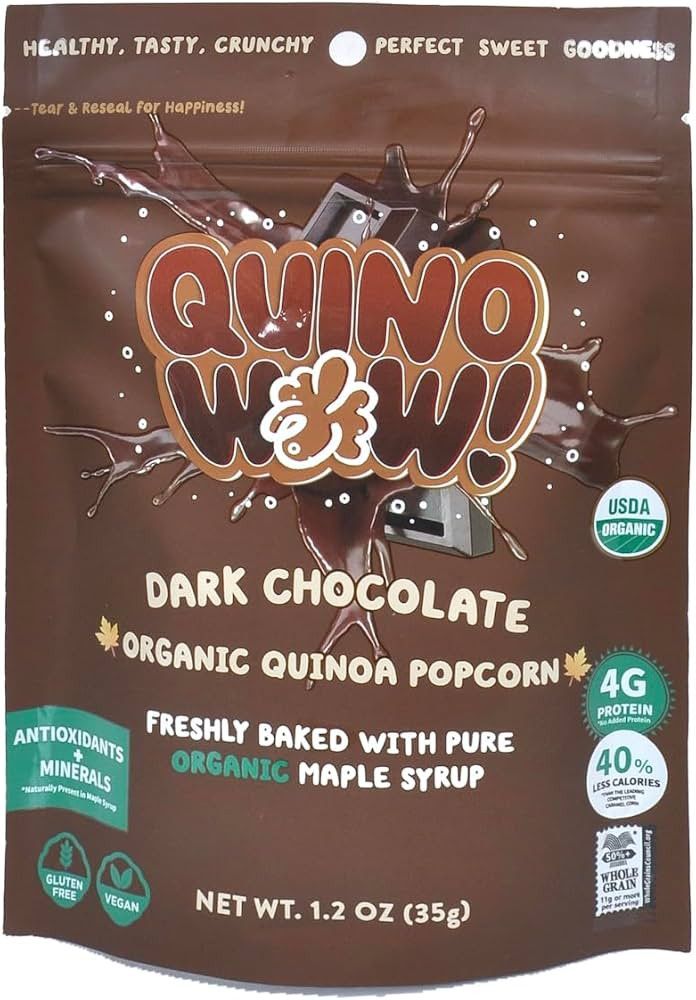 QuinoWow!-Organic Maple Quinoa Popcorn | Oven-Baked | Gluten-Free | Air-Popped | Vegan | Kids Swe... | Amazon (US)
