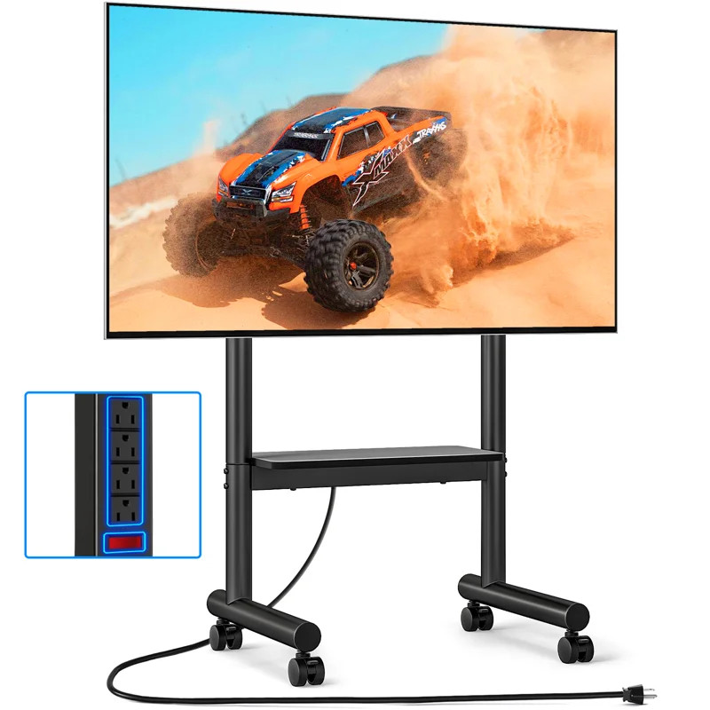 Rolling Tv Stand With Power Outlet For 40-75 Inch Tvs, Portable Tv Stand On Wheels Up To 110 Lbs | Wayfair North America