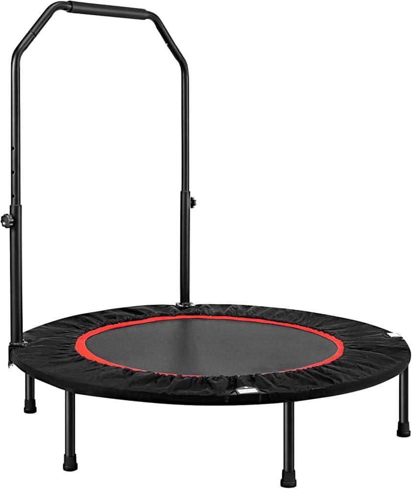 Foldable Fitness Trampoline, Max 485lbs(220kg), Rebounder Exercise Trampolines with Adjustable Ha... | Amazon (UK)