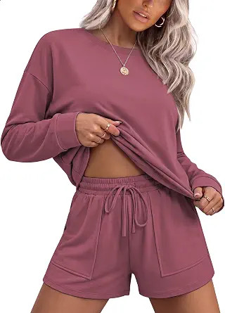 Ekouaer Women's Lounge Sets Pajamas 2026 Fall Long Sleeve Top&Shorts XS-XXL | Matching 2 Piece Se... | Amazon (US)