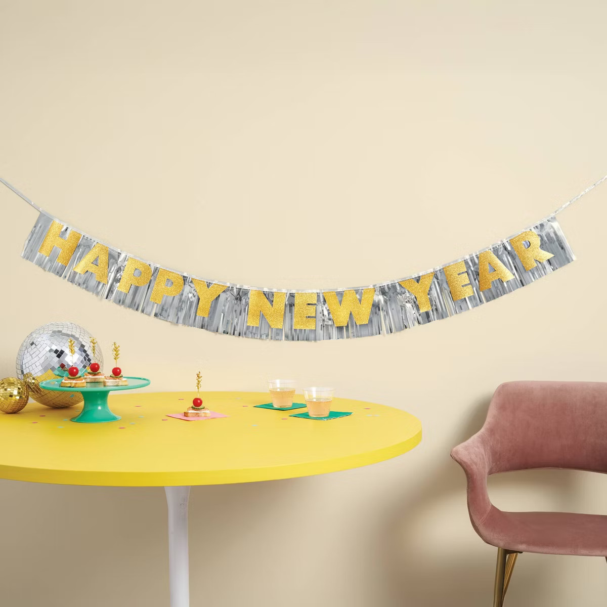New Year's Eve 'Happy New Year' Silver/Gold Banner - Spritz™ | Target