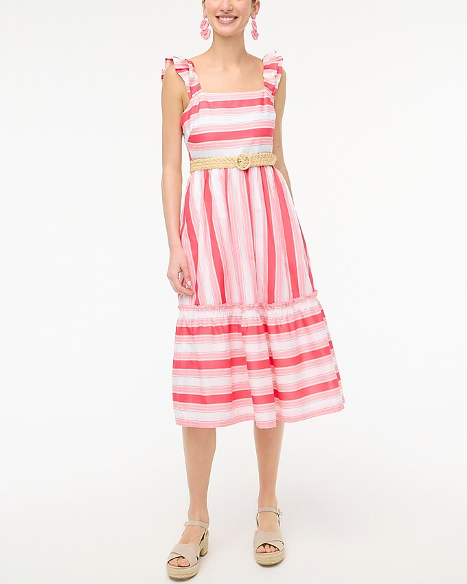 Striped squareneck midi dress | J.Crew Factory