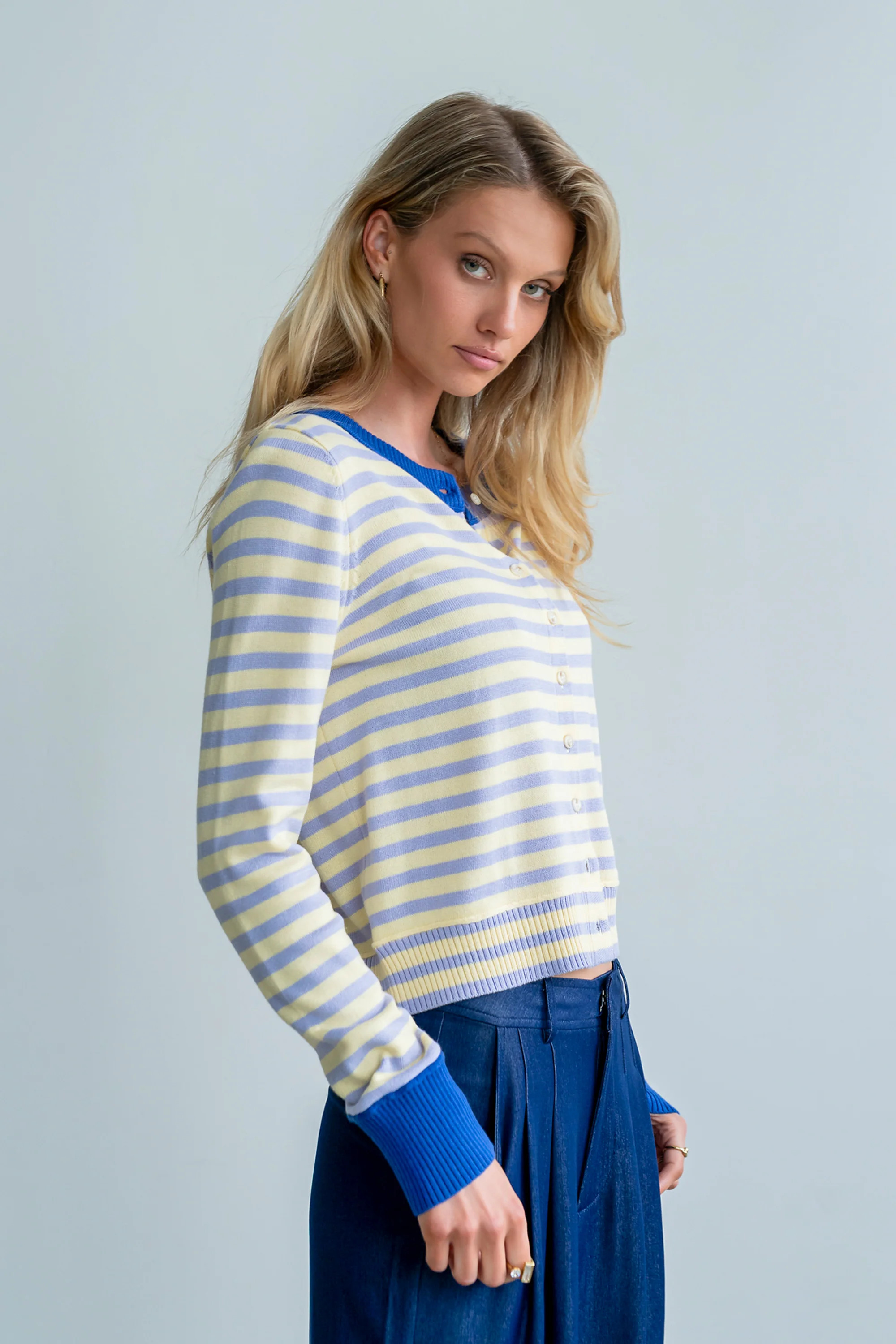 Kailey Striped Cardigan in Yellow - S / Yellow | Böhme US