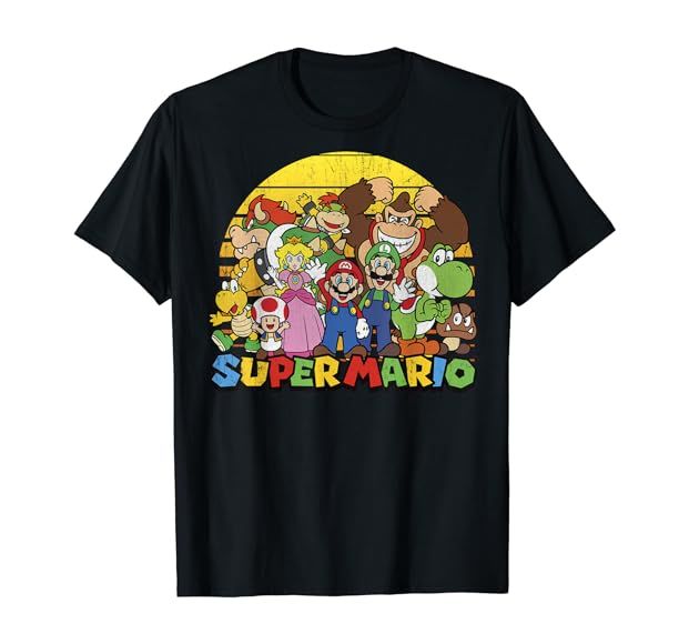 Nintendo Super Mario Group Portrait Vintage T-Shirt | Amazon (US)