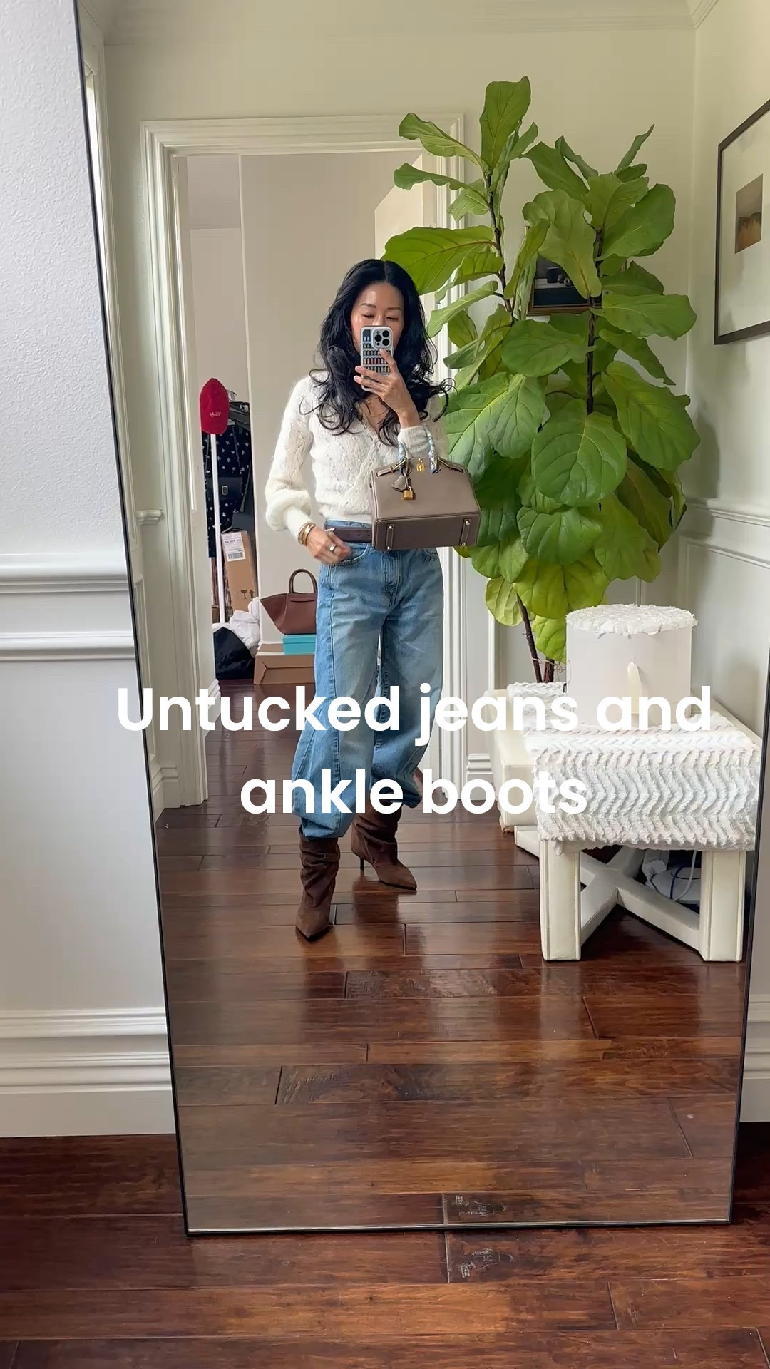 Easy fall look but make it chic by loosely tucking your jeans into slouchy, suede, ankle boots. Also add a statement belt to finish the look. 

#LTKOver40 #LTKFindsUnder100 #LTKStyleTip