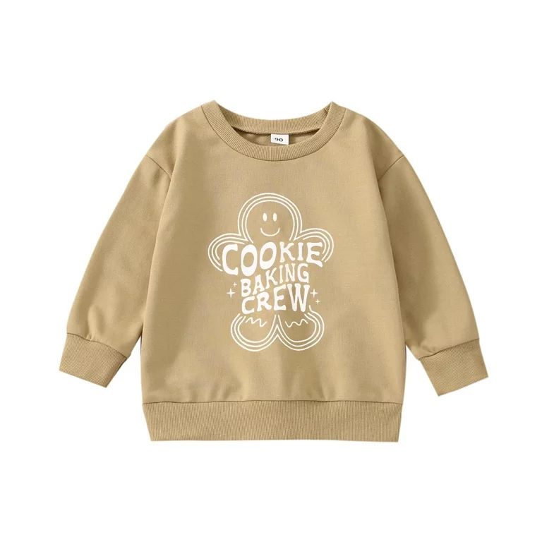 Jkerther Toddler Baby Christmas Sweatshirt, Long Sleeve Gingerbread Man Letter Print Pullover - W... | Walmart (US)